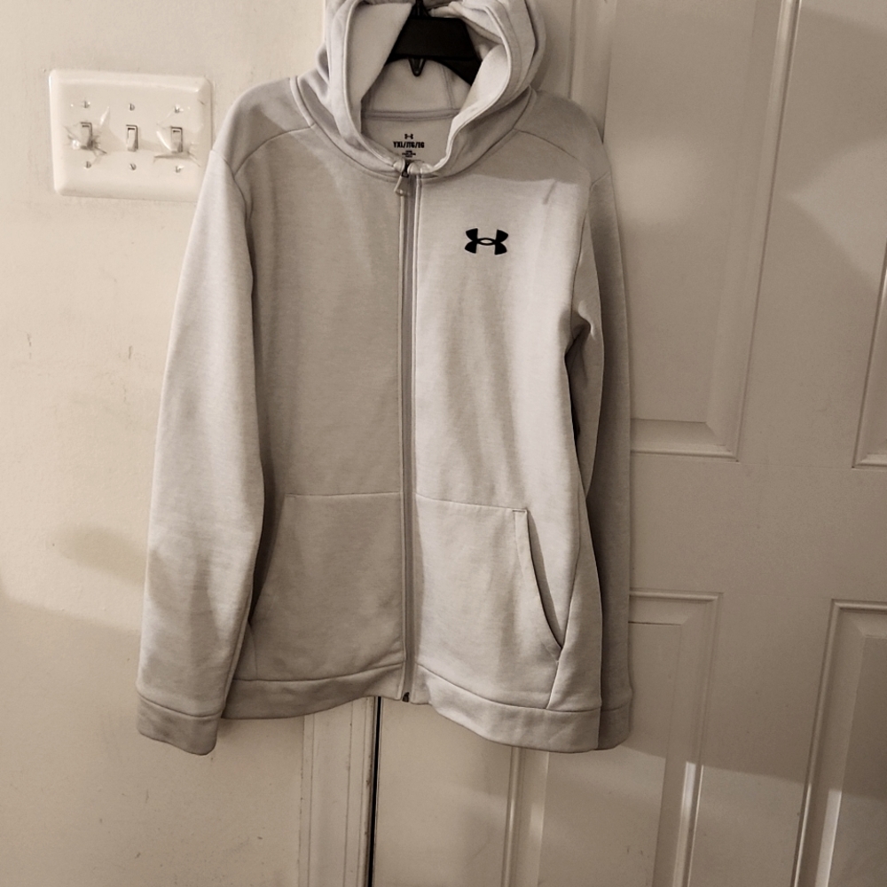 Youth Under Armour Fleece Full-Zip Gray Hoodie
